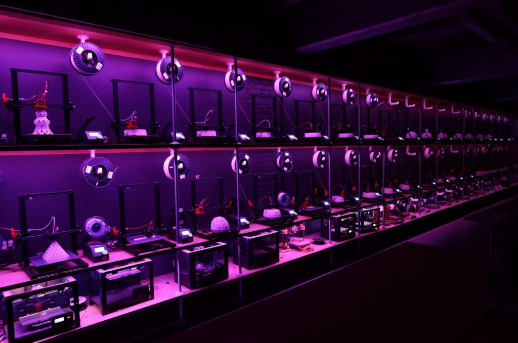 FDM 3D Printer Farm at Tangible Creative's Warehouse